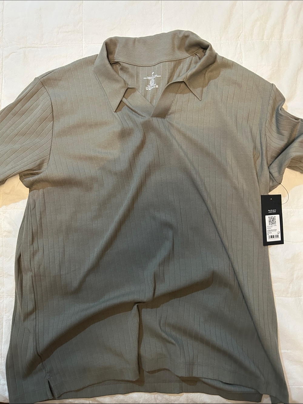 Fabletics Olive Ribbed Short Sleeve Polo